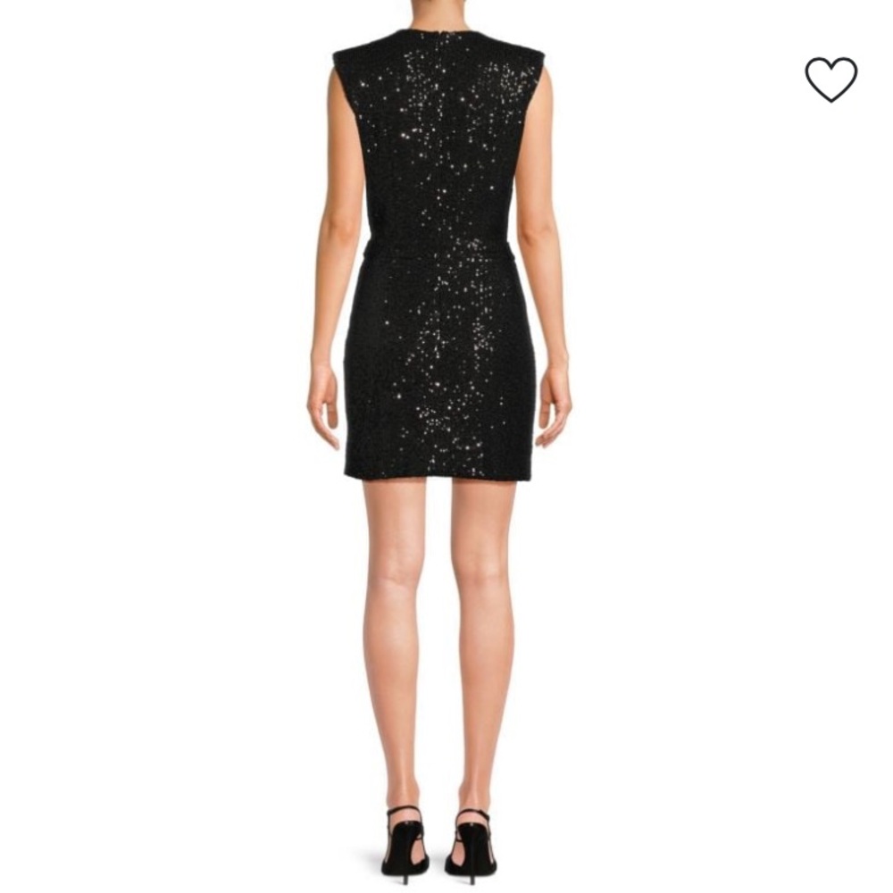 NWT RAMY BROOK Rosalee Plunging Sequin Mini Dress Black 12 - Picture 2 of 12